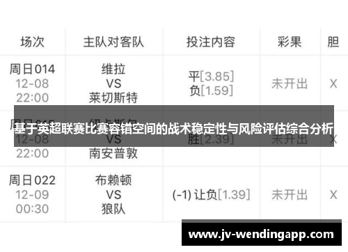 基于英超联赛比赛容错空间的战术稳定性与风险评估综合分析 基于英超联赛比赛容错空间的战术稳定性与风险评估综合分析